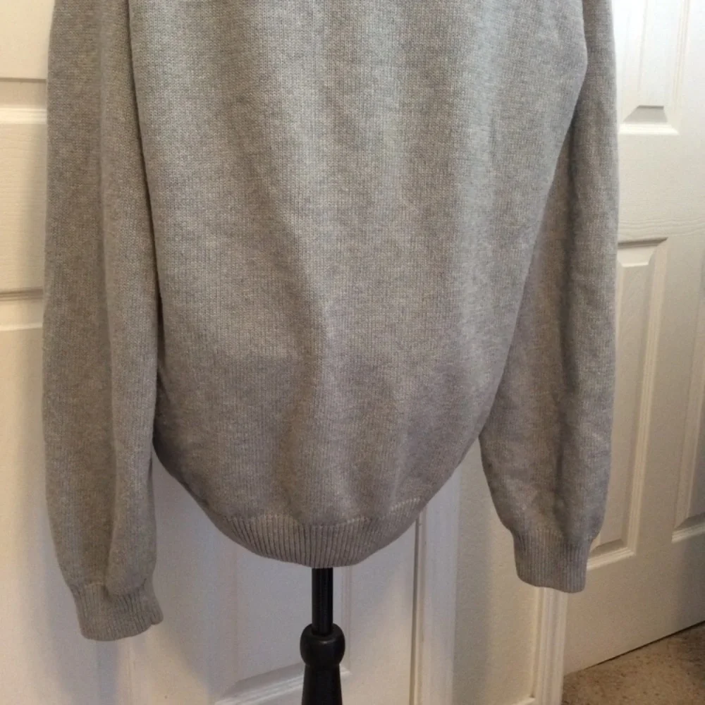Nautica Men’s XL cotton knit light gray crew neck sweater nautical fisherman